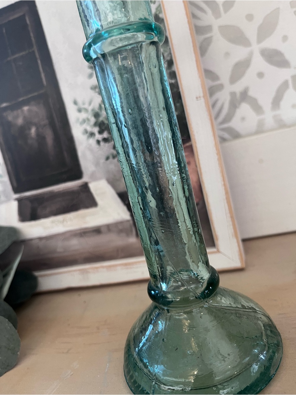 Glass Candlestick Holder in Aqua Blue - Home Accents - Picture 2 of 3